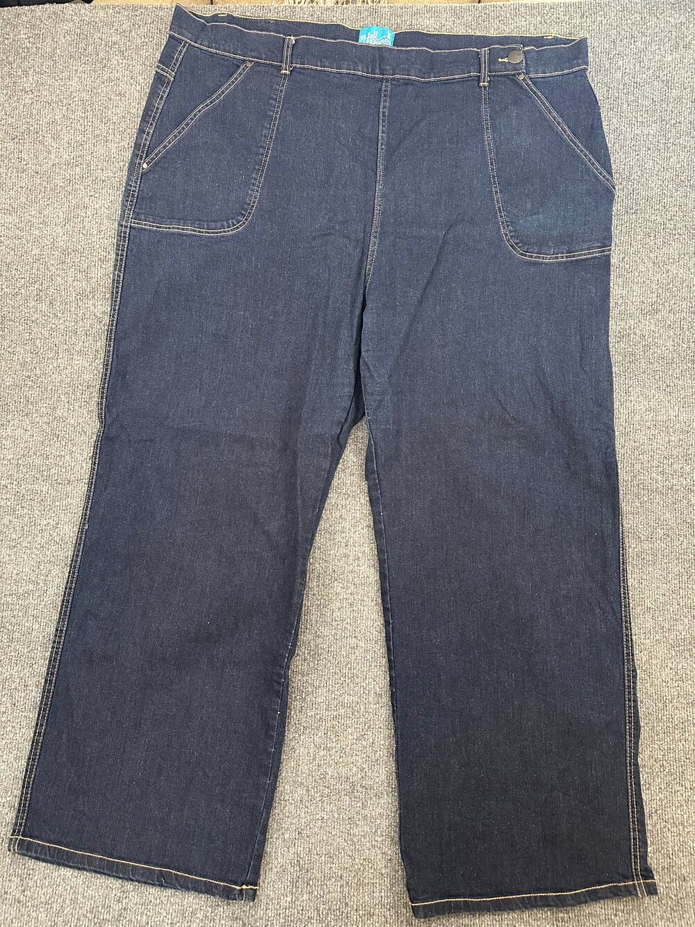 Hell Bunny Women's Weston Denim Trousers Dark Wash Rockabilly Stretch Jeans 5XL